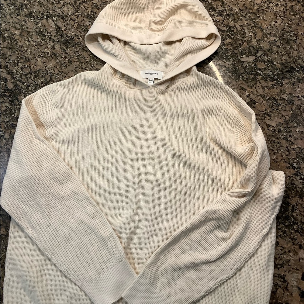 Men's Cream Hooded Sweater Banana Republic Large